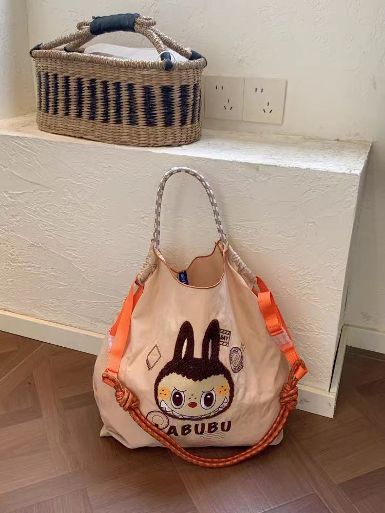 Labubu Embroidered Waterproof Crossbody Tote Bag – Shoulder Shopping Bag