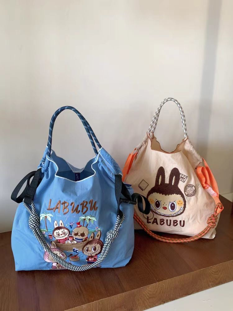 Labubu Embroidered Waterproof Crossbody Tote Bag – Shoulder Shopping Bag