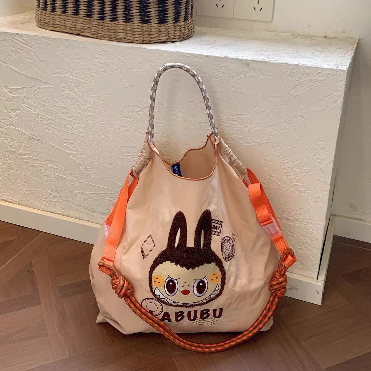 Labubu Embroidered Waterproof Crossbody Tote Bag – Shoulder Shopping Bag