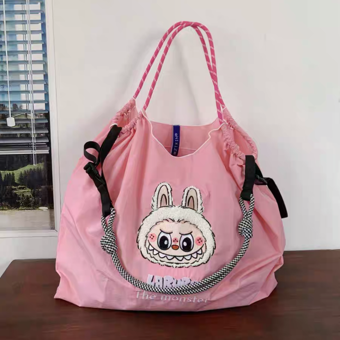 Labubu Embroidered Waterproof Crossbody Tote Bag – Shoulder Shopping Bag