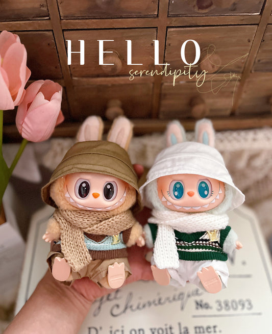 Labubu Vinyl Blind - box Pendant Doll Clothes, Autumn - Winter Set