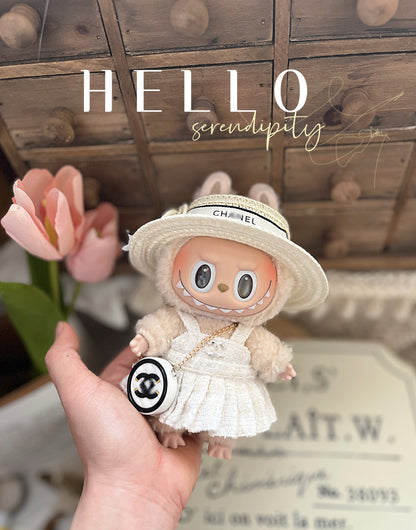 LABUBU 17cm Heartfelt Macaron Sitting Party Rubber Hanging Doll Clothes