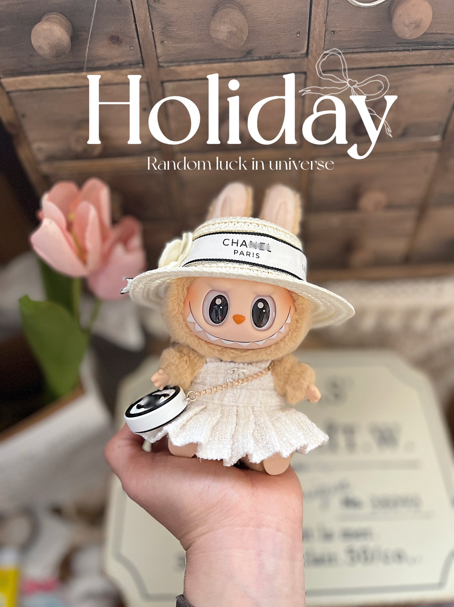 LABUBU 17cm Heartfelt Macaron Sitting Party Rubber Hanging Doll Clothes