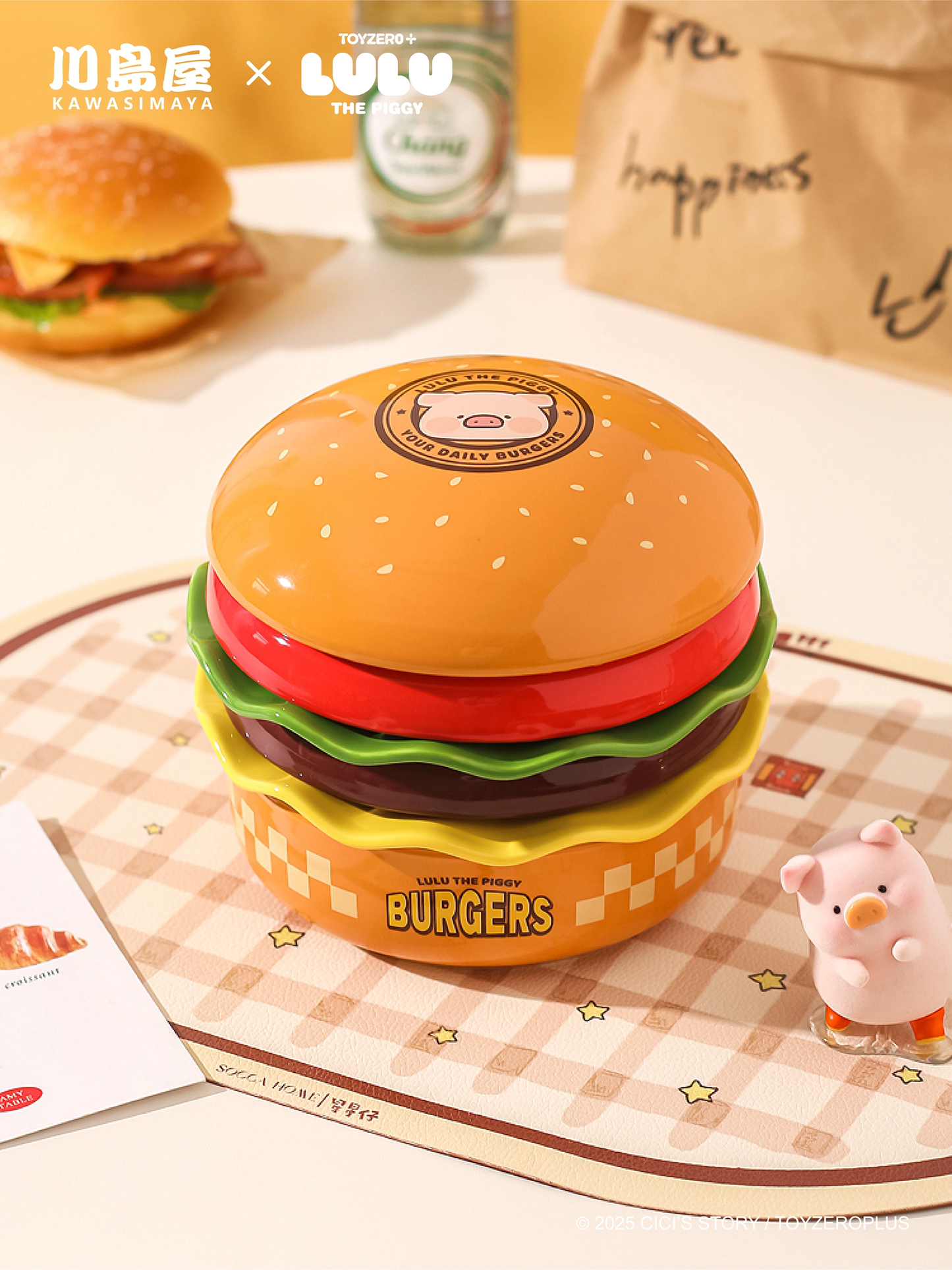 Lulupig Cute Burger Dinner Plate Set