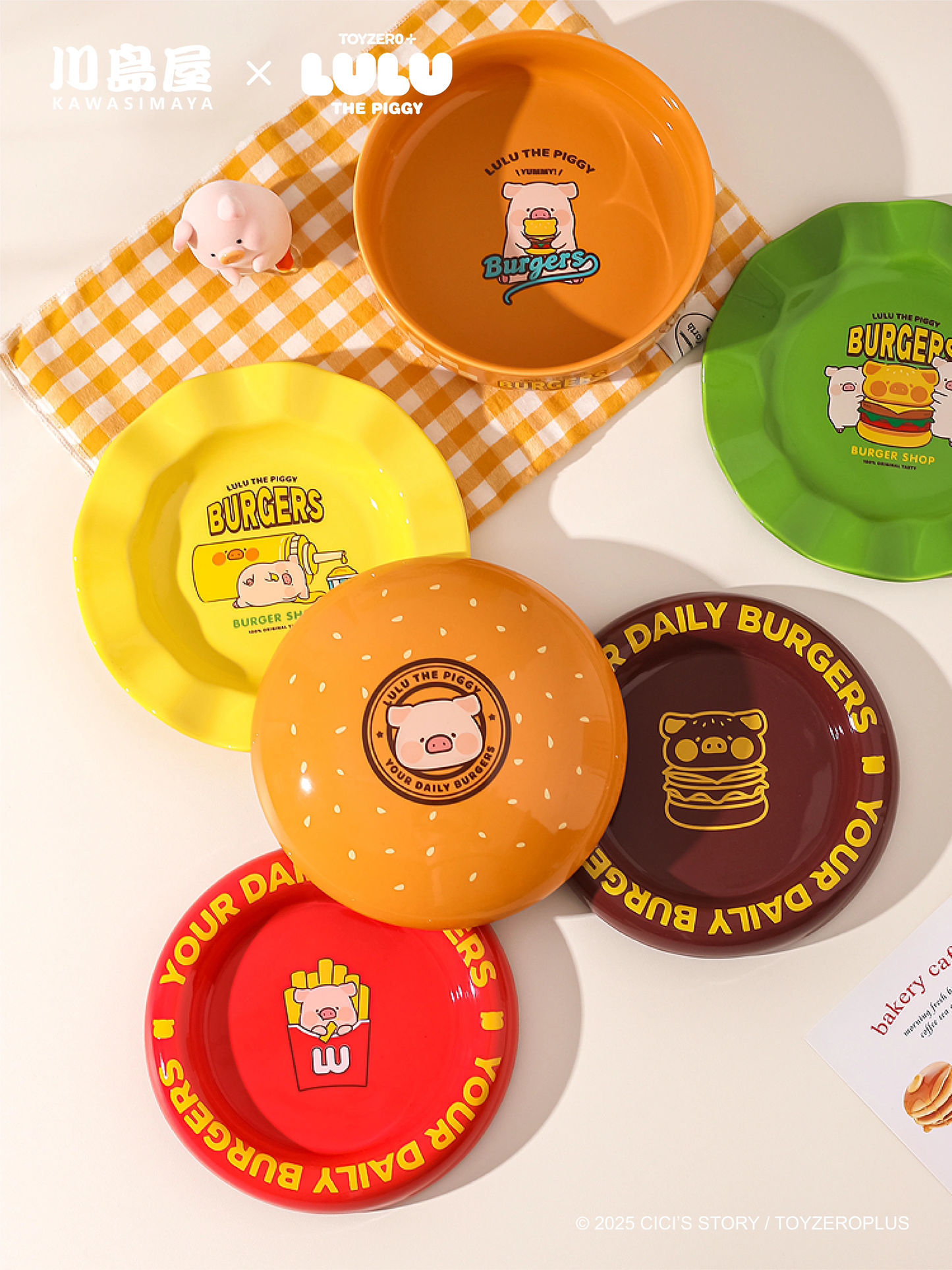Lulupig Cute Burger Dinner Plate Set
