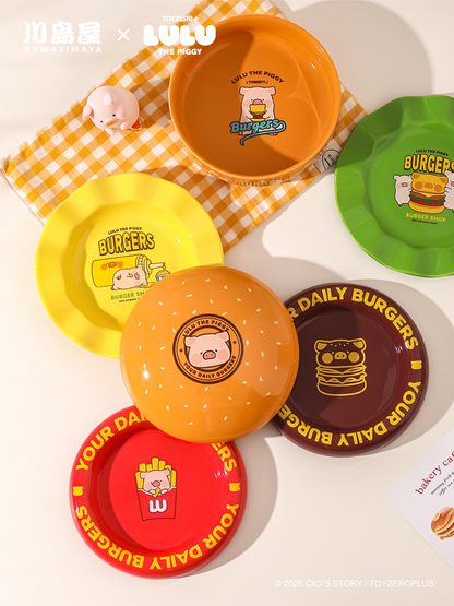 Lulupig Cute Burger Dinner Plate Set