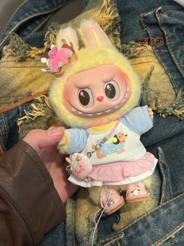 Labubu Doll Clothes T-shirt and Half Skirt Set