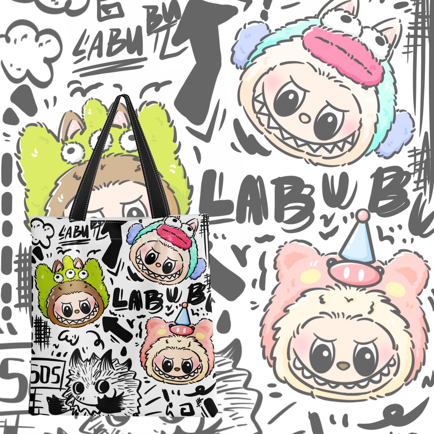 Labubu Cute Canvas Bag Includes zipper