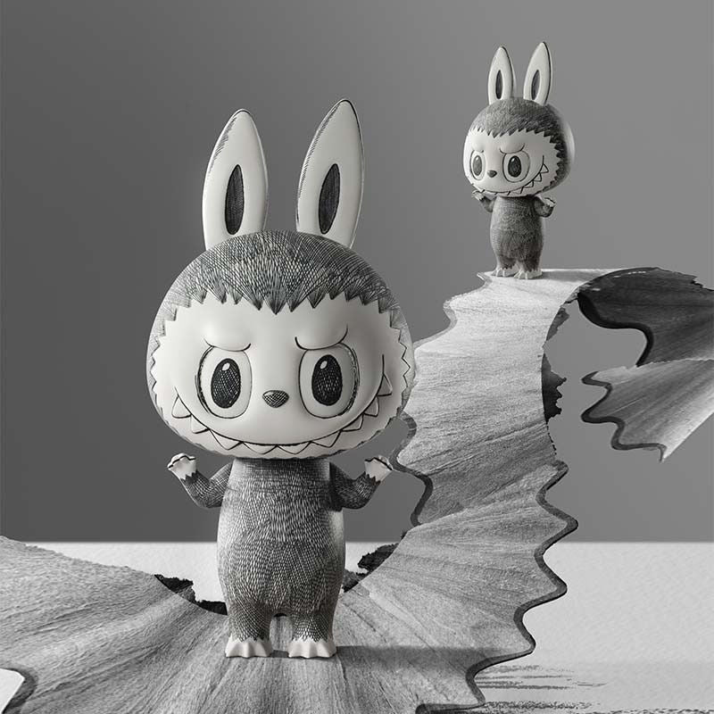 POP MART MEGA LABUBU 400% Pencil Sketch Style