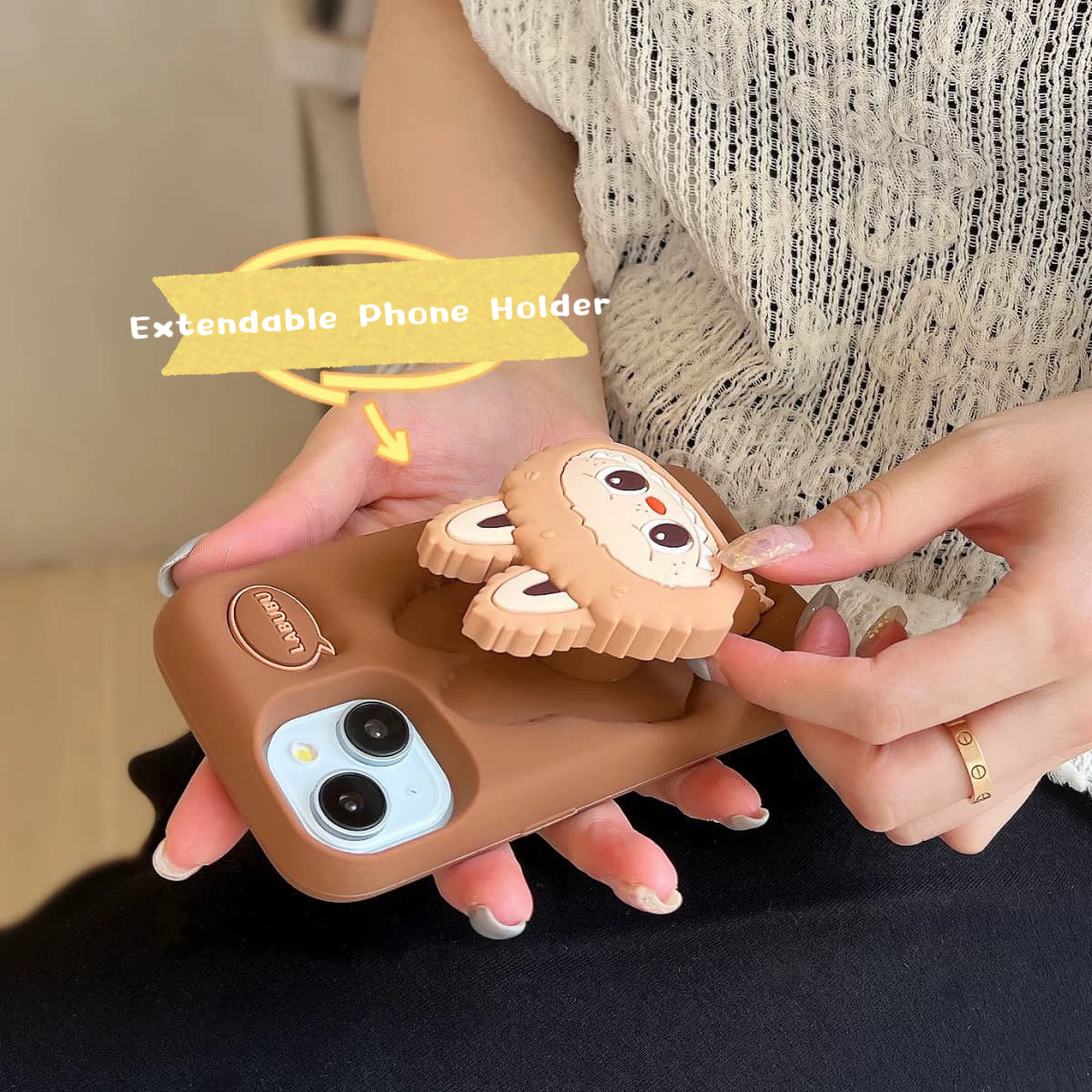 3D Labubu Phone Holder with Shockproof iPhone Case