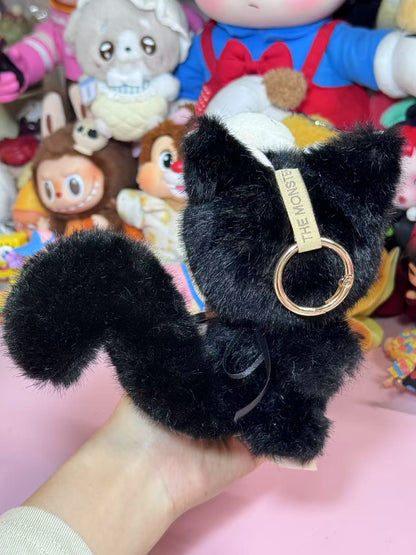 Handmade LABUBU Black Cat Doll with Butterfly in Eyes – Authentic Redesign