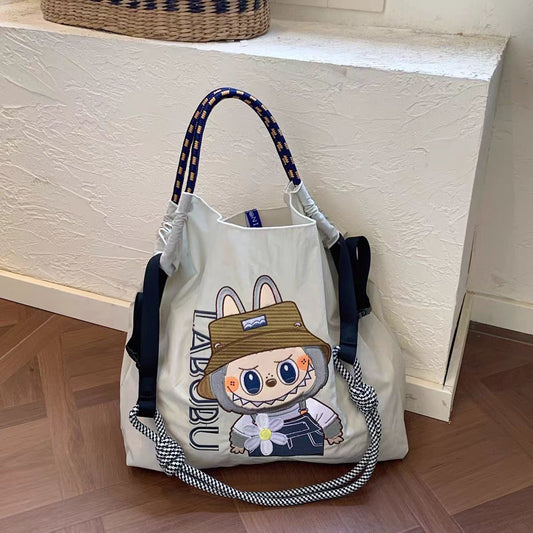 Labubu Embroidered Waterproof Crossbody Tote Bag – Shoulder Shopping Bag