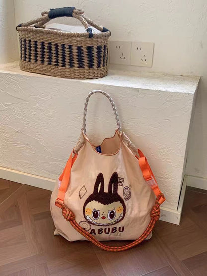 Labubu Embroidered Waterproof Crossbody Tote Bag – Shoulder Shopping Bag