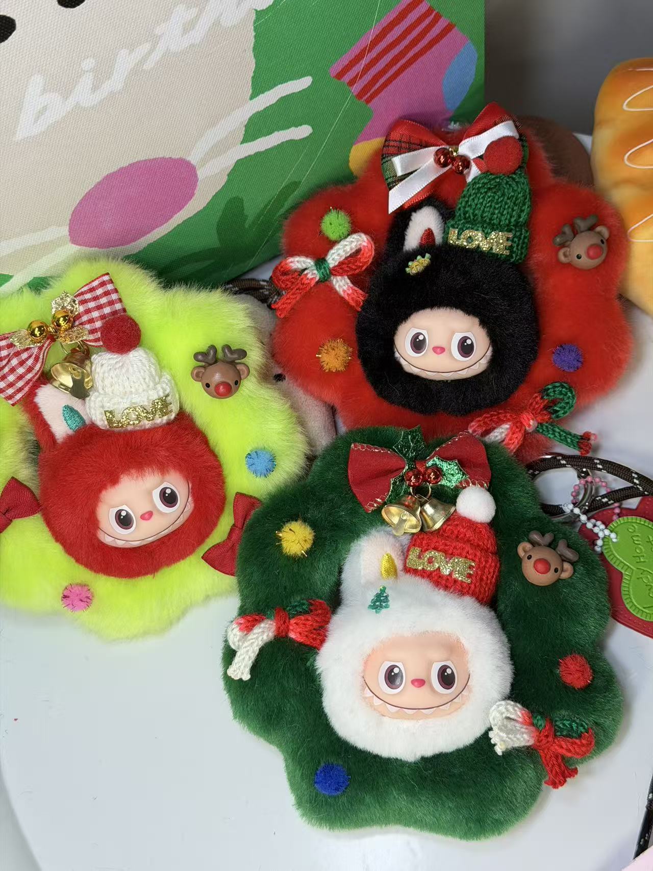 LABUBU X Santa Claus Christmas Wreath Pendant - Creative Retrofit Design