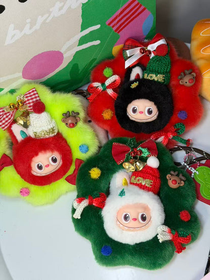 LABUBU X Santa Claus Christmas Wreath Pendant - Creative Retrofit Design