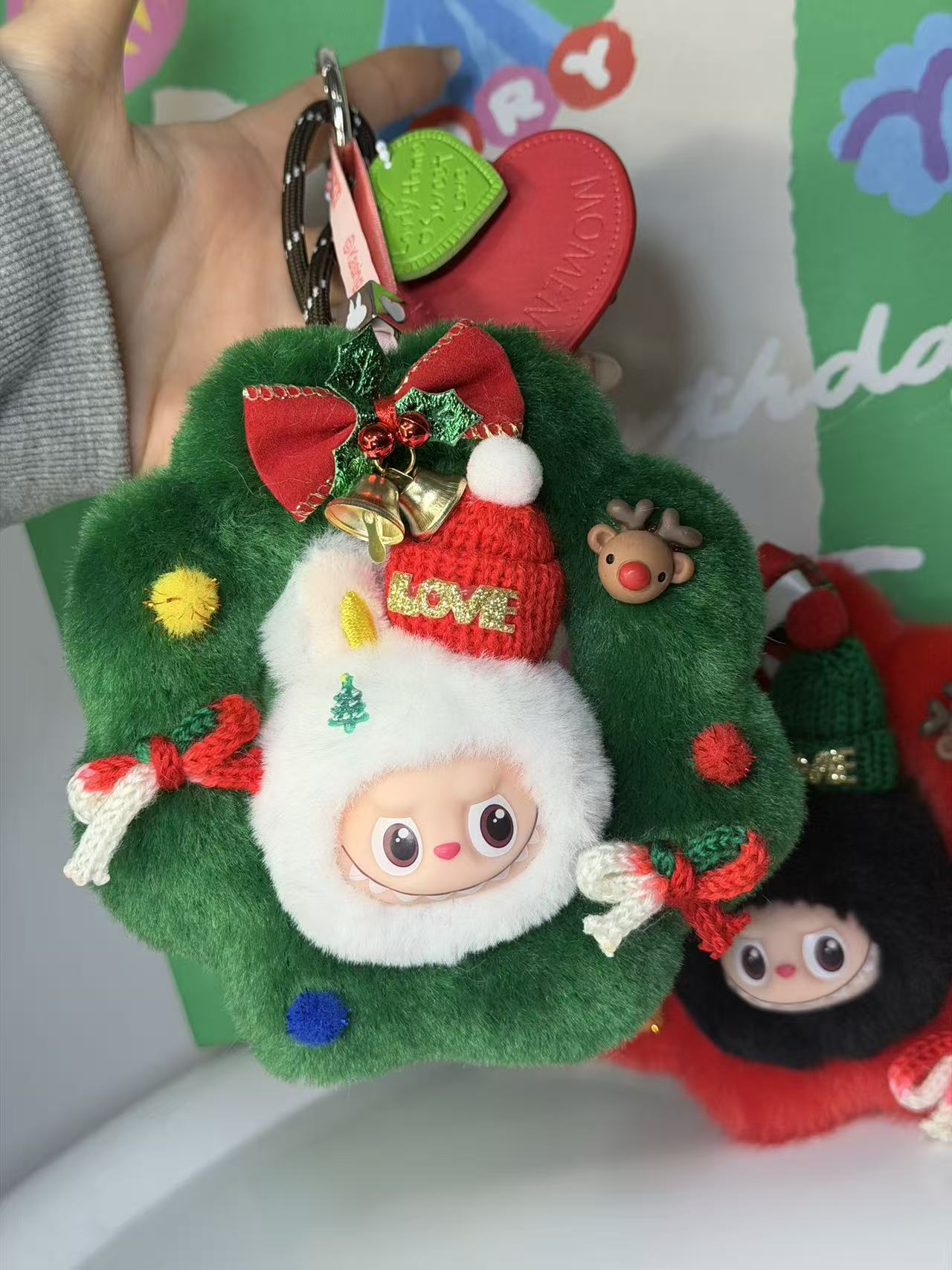 LABUBU X Santa Claus Christmas Wreath Pendant - Creative Retrofit Design