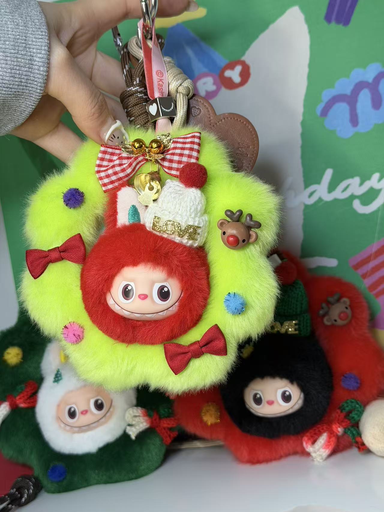 LABUBU X Santa Claus Christmas Wreath Pendant - Creative Retrofit Design