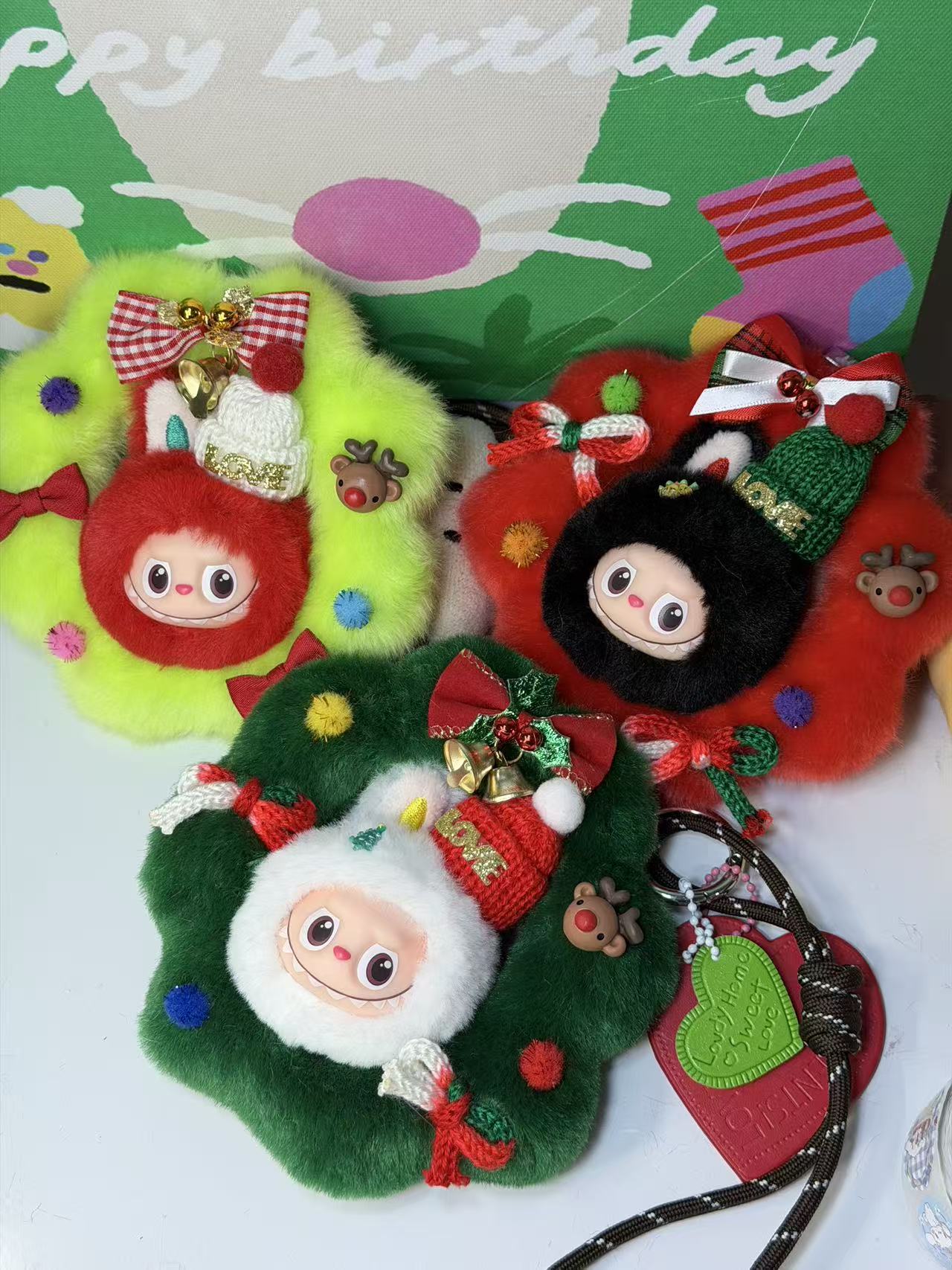 LABUBU X Santa Claus Christmas Wreath Pendant - Creative Retrofit Design