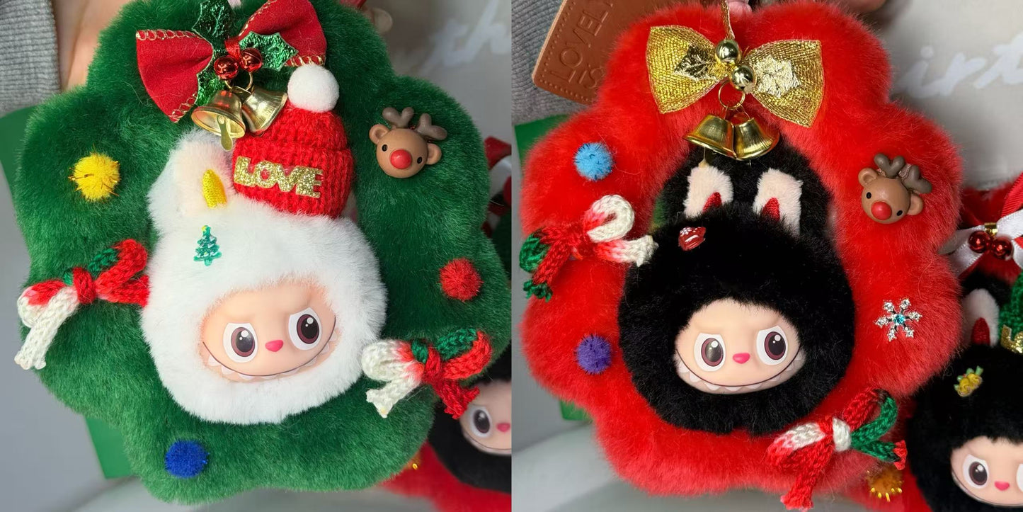 LABUBU X Santa Claus Christmas Wreath Pendant - Creative Retrofit Design