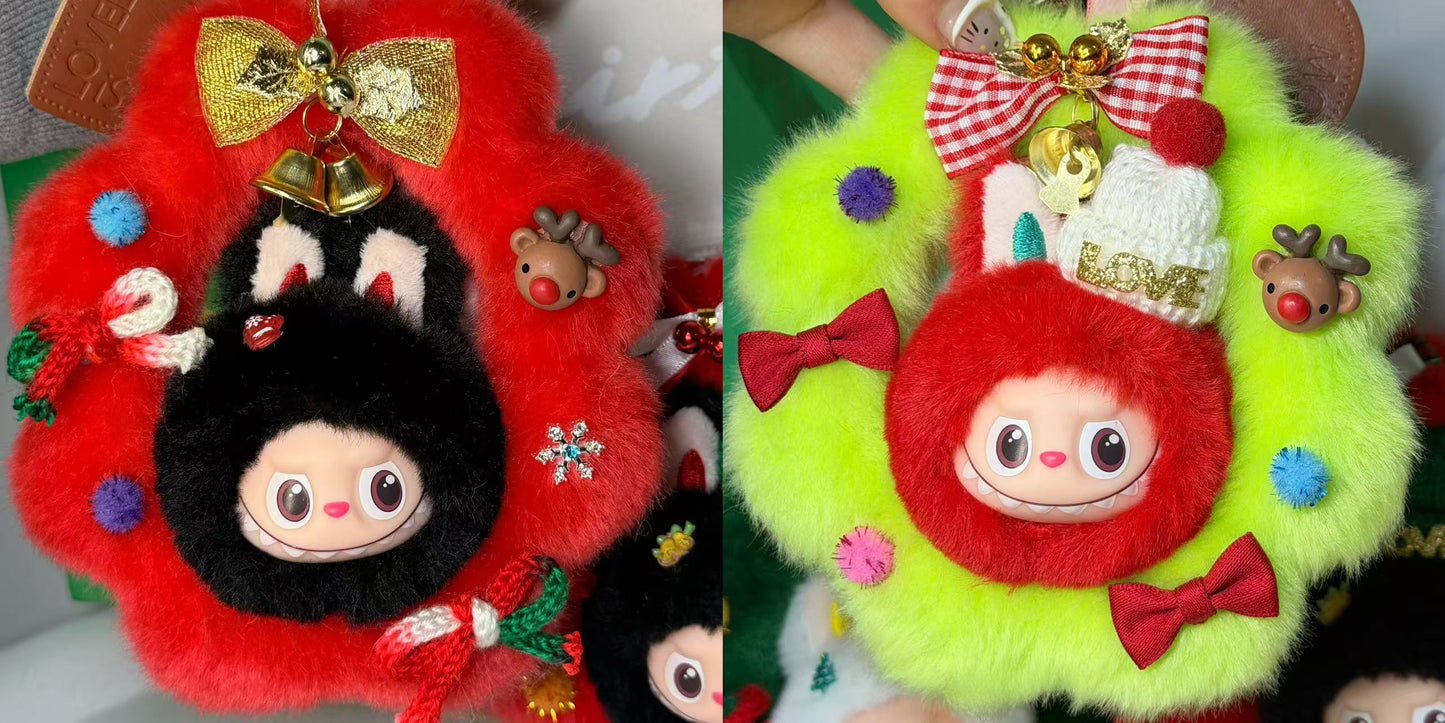 LABUBU X Santa Claus Christmas Wreath Pendant - Creative Retrofit Design