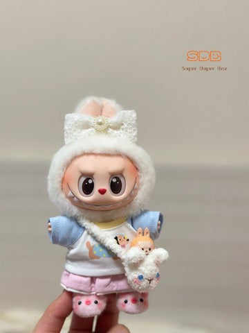 Labubu Doll Clothes T-shirt and Half Skirt Set