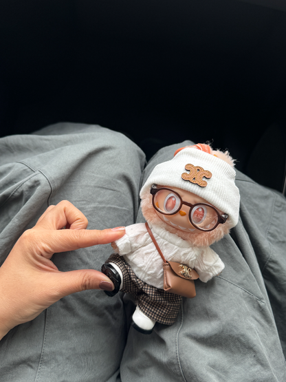 Labubu 17cm Outfit | Brown Plaid Caramel Vintage Set