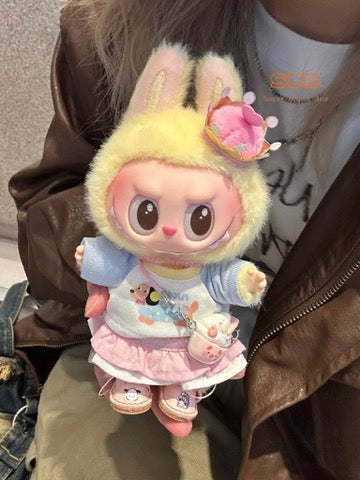 Labubu Doll Clothes T-shirt and Half Skirt Set
