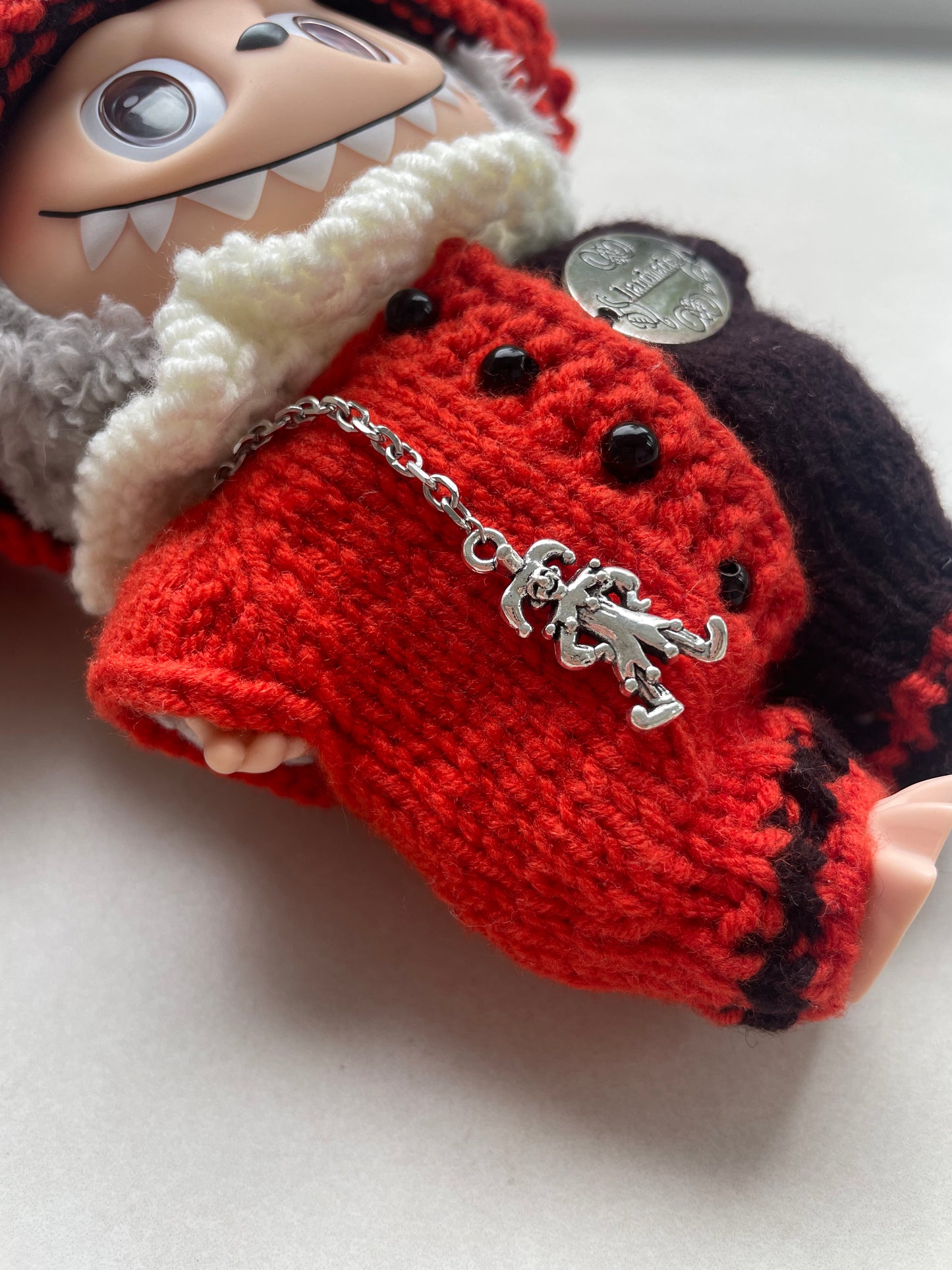 Labubu circus Dreamer Knit Outfit for Labubu – Handmade with Pom Hat