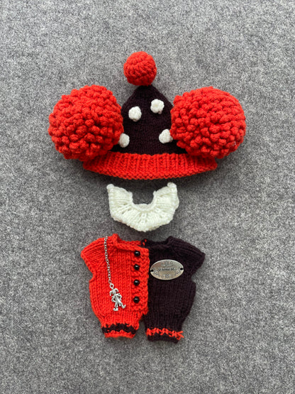 Labubu circus Dreamer Knit Outfit for Labubu – Handmade with Pom Hat
