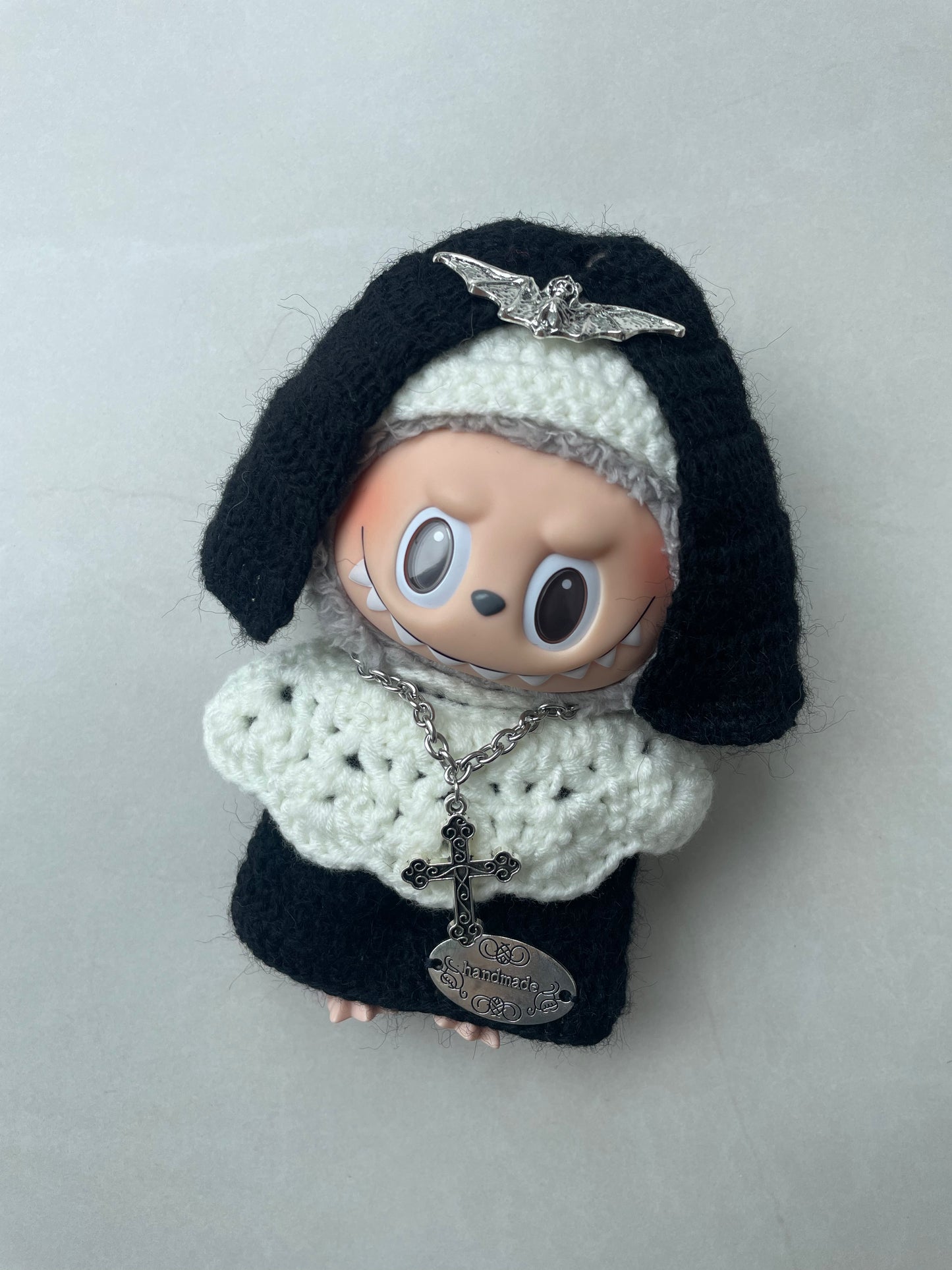 LABUBU Gothic Nun Doll Clothes – Handmade Crochet Set