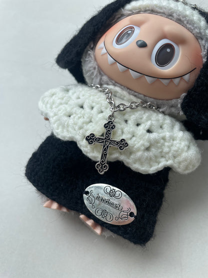 LABUBU Gothic Nun Doll Clothes – Handmade Crochet Set