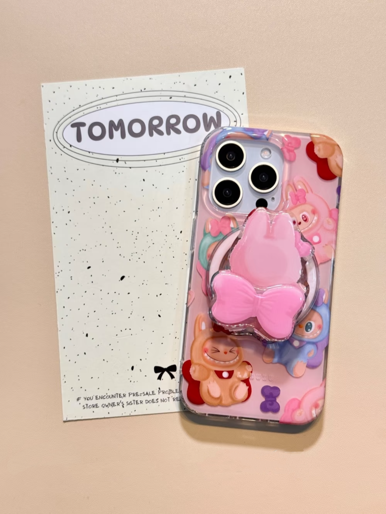 Pink Bowtie Labubu Phone Case