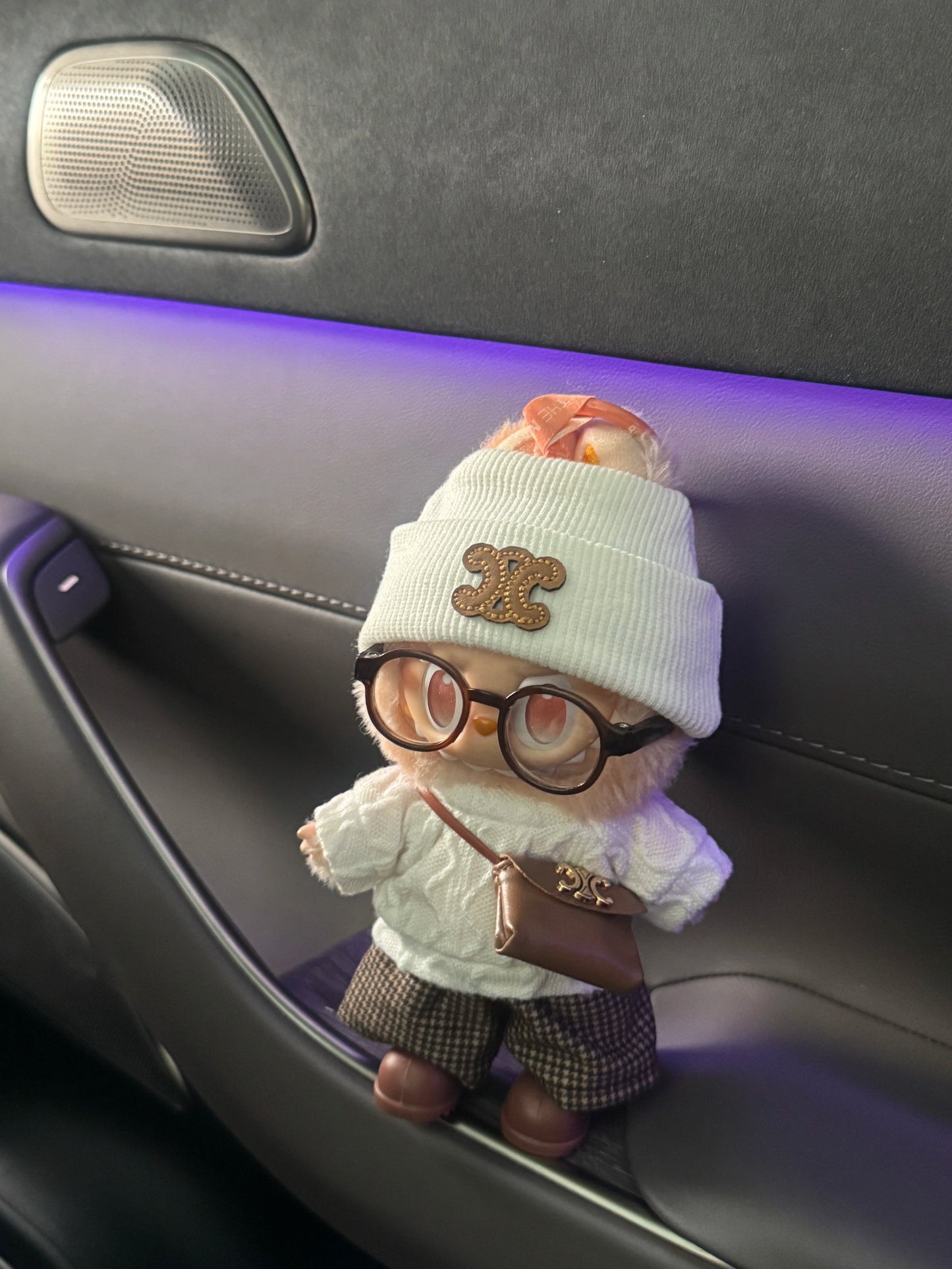 Labubu 17cm Outfit | Brown Plaid Caramel Vintage Set