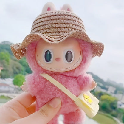 Doll Cloth Sunshade Straw Hat For Labubu