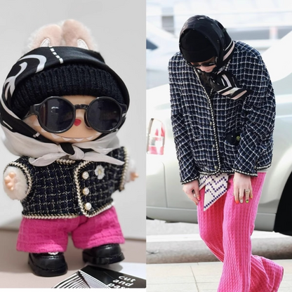Labubu 17cm Outfit | K-Style Airport Look with Headscarf (GD Inspired)