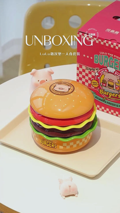 Lulupig Cute Burger Dinner Plate Set